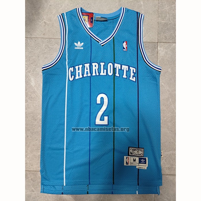 Camiseta Charlotte Hornets Larry Johnson NO 2 Retro Azul